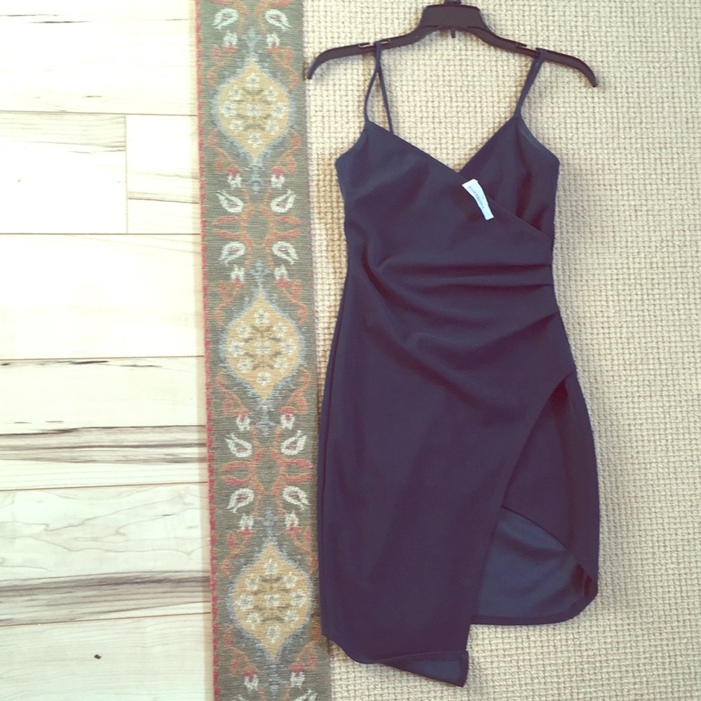 Dark teal slit dress